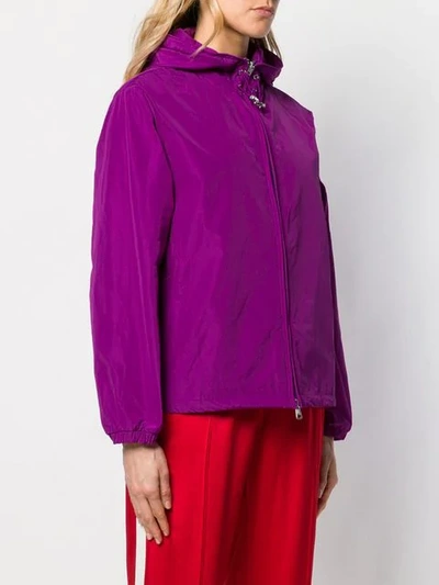 Shop Moncler Logo Patch Windbreaker Jacket In Purple