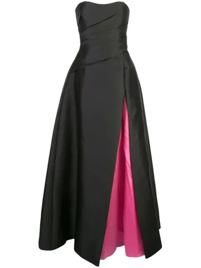 Shop Carolina Herrera Strapless Evening Dress In Black Multi