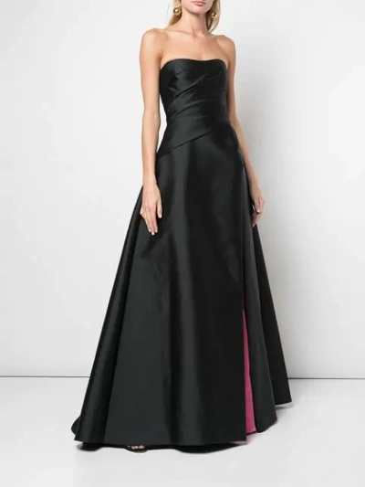 Shop Carolina Herrera Strapless Evening Dress In Black Multi