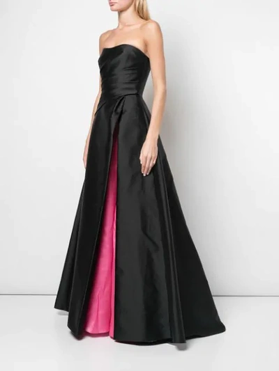 Shop Carolina Herrera Strapless Evening Dress In Black Multi