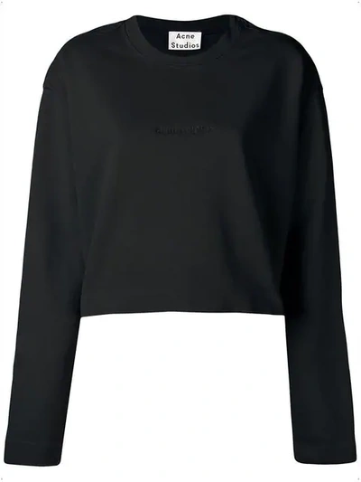 Shop Acne Studios Odice Cropped Sweatshirt In Black