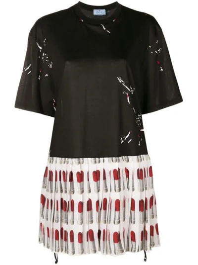 Prada Pleated Lipstick Dress - Black | ModeSens