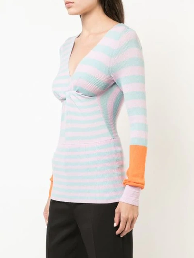 Shop Tome Striped Fitted Jumper In Blue