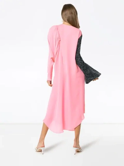 Shop Jw Anderson Polka Dot Print Balloon Sleeve Silk Dress In Pink