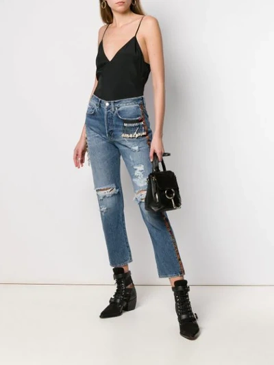 Giacobino Bead Detail Jeans In Blue