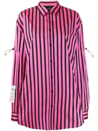 Shop Marcelo Burlon County Of Milan Striped Shirt Dress In Pink