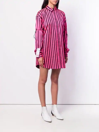 Shop Marcelo Burlon County Of Milan Striped Shirt Dress In Pink
