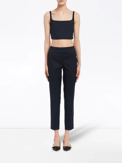 Shop Prada Stretch Slim Trousers In Blue