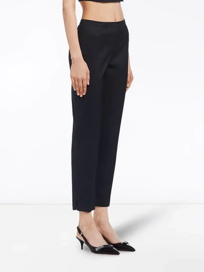 Shop Prada Stretch Slim Trousers In Blue