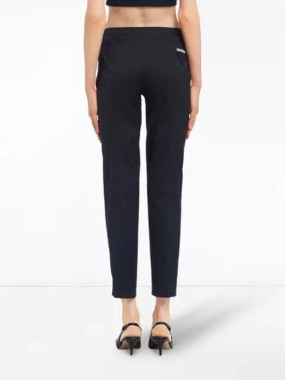 Shop Prada Stretch Slim Trousers In Blue