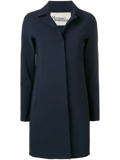 Shop Herno Concealed Front Coat In Blue