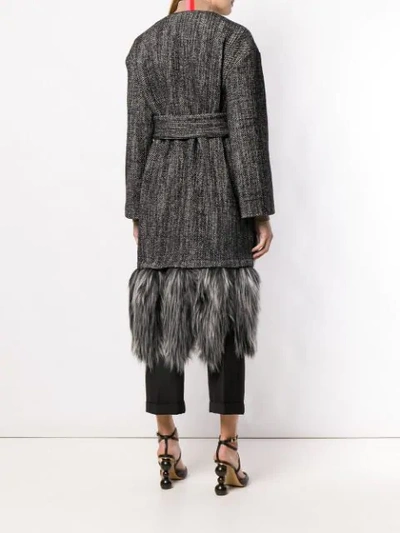 Shop Elisabetta Franchi Faux-fur Trimmed Coat In Black