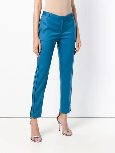 Shop Styland Tapered Side Stripe Trousers In Blue