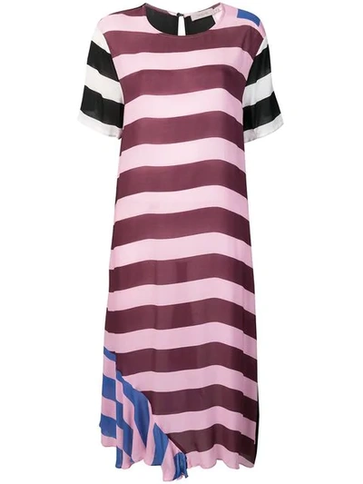 Shop Preen Line Striped Oversized T-shirt Dress In Pink