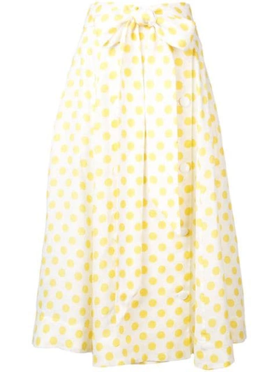 Shop Lisa Marie Fernandez Polka Dot Full Skirt In Yellow