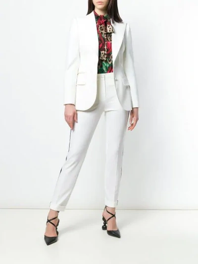 Shop Dolce & Gabbana Stitching Details Fitted Blazer - White