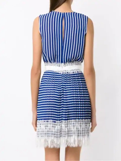 Shop À La Garçonne Lace Detail Striped Dress In Blue