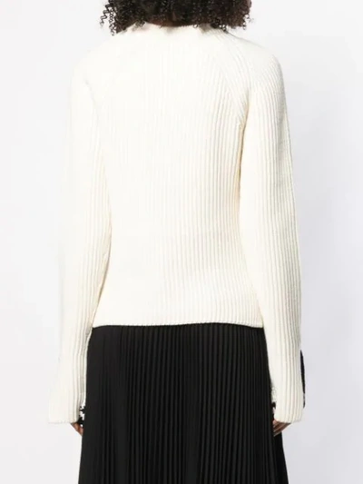 Shop Helmut Lang Ribbed Sweater In Neutrals