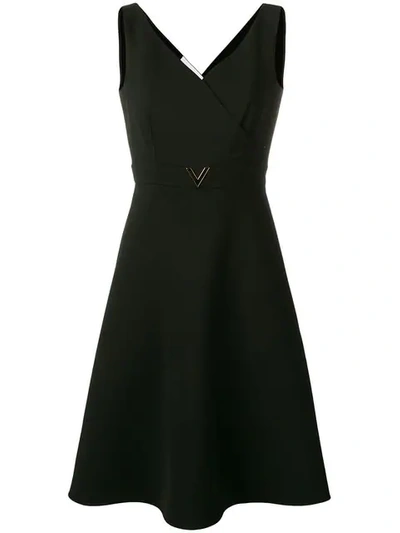 Shop Valentino V Detail Dress In Black