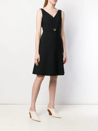 Shop Valentino V Detail Dress In Black