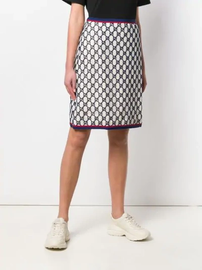 Shop Gucci Gg Supreme Jacquard Skirt In Neutrals