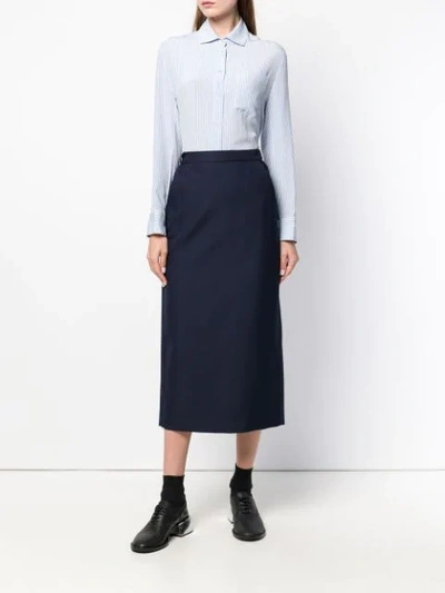 Shop Aspesi High Waisted Skirt In Blue
