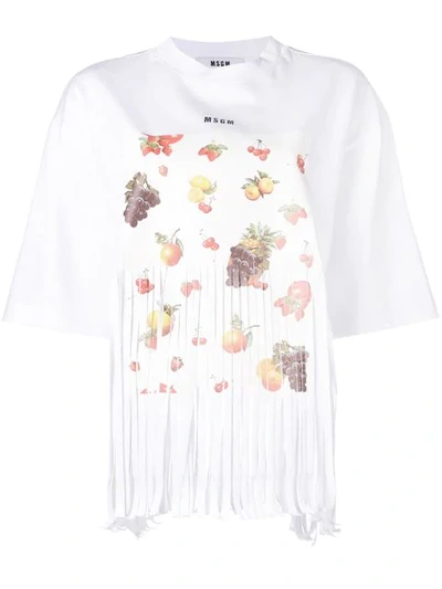 Shop Msgm Fruit Print T-shirt In 01 White