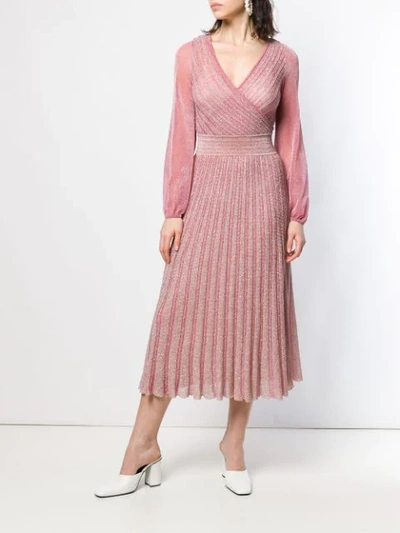 Shop Missoni Glitter Knitted Midi Dress In Pink