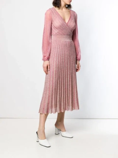 Shop Missoni Glitter Knitted Midi Dress In Pink