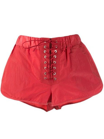 Shop Ben Taverniti Unravel Project Unravel Project Lace Up Shorts - Red