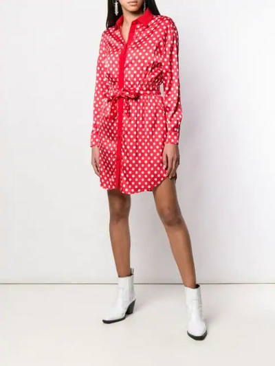 Shop Moschino Polka Dots Shirt Dress In Red