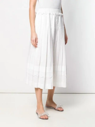 Shop Simone Rocha Pleated Skirt With Broiderie Anglaise Trim In White
