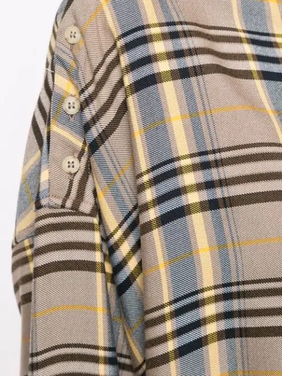 Shop Bassike Cutout Detail Plaid Midi Shirt Dress - Yellow