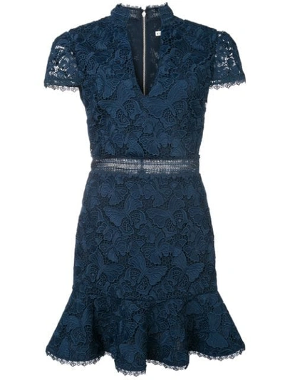 Shop Alice And Olivia Diona Lace Mini Dress In Blue