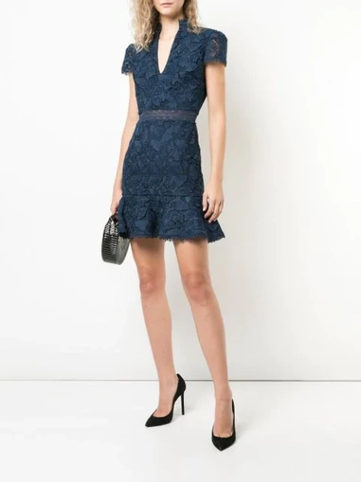 Shop Alice And Olivia Diona Lace Mini Dress In Blue
