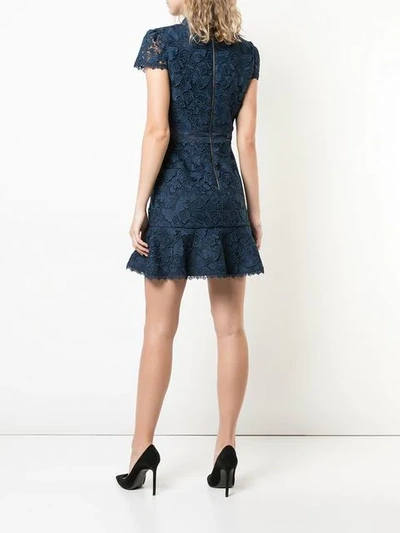 Shop Alice And Olivia Diona Lace Mini Dress In Blue