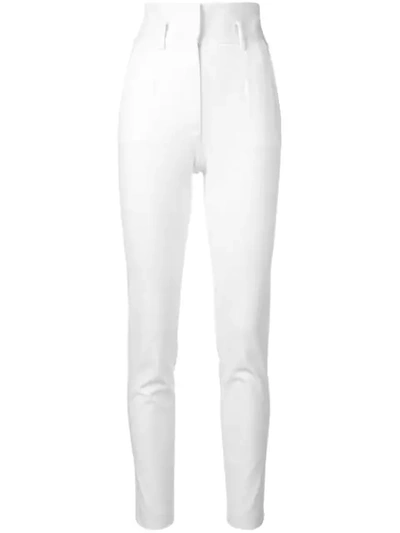 Shop Dolce & Gabbana High Waisted Skinny Trousers In White
