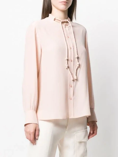 Shop Chloé Knotted Tie Neck Shirt In Pink