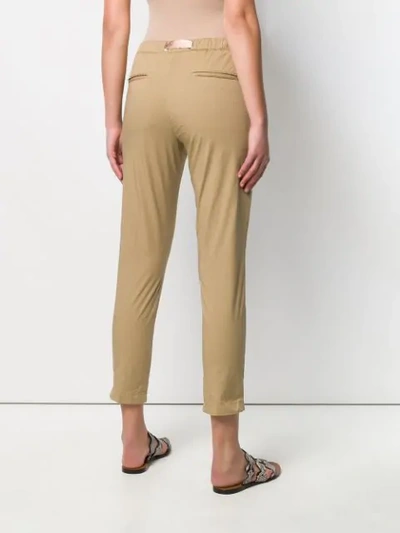 Shop White Sand Belted Slim-fit Trousers In Brown