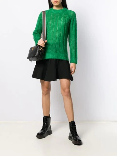 Shop Prada Open-knit Jumper In Green