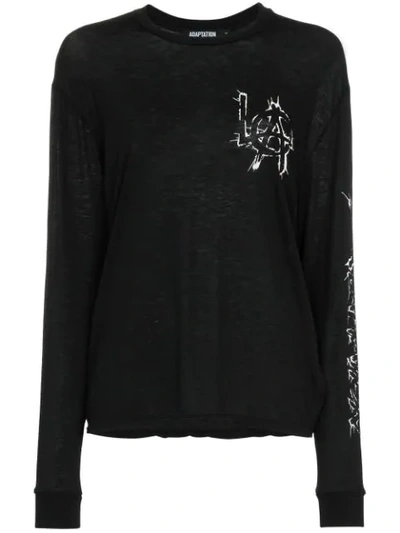 Shop Adaptation La Long-sleeve Cotton And Cashmere T-shirt - Black