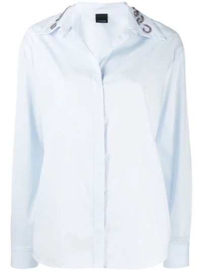 Shop Pinko Embellished Collar Shirt In Blue