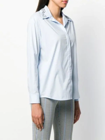 Shop Pinko Embellished Collar Shirt In Blue