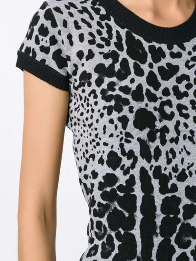 Shop Andrea Bogosian Animal Print Knit Blouse - Grey In Gray