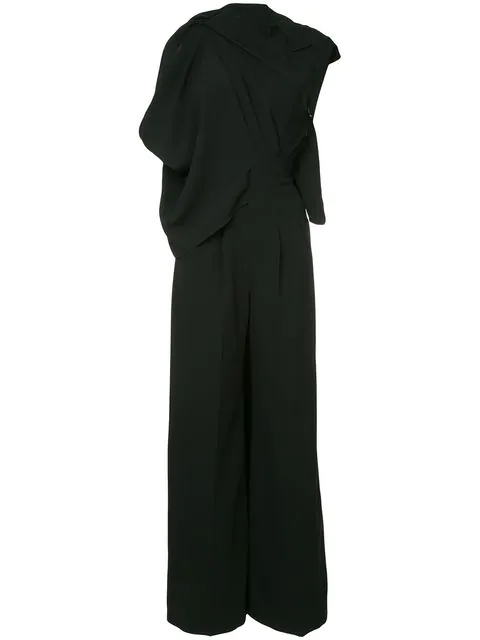 black asymmetric jumpsuit