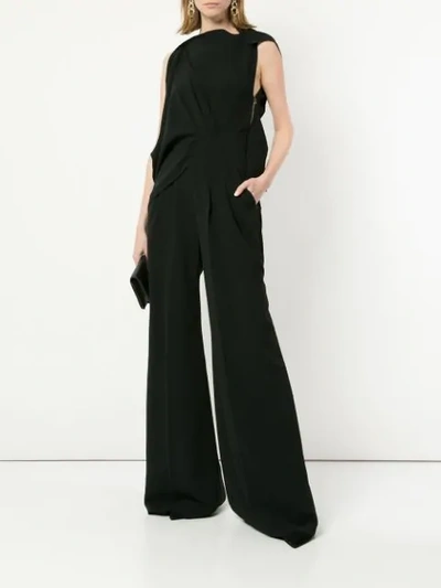 Shop Roland Mouret Asymmetric Jumpsuit In Black