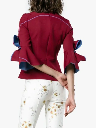 Shop Roksanda Kemi Crepe Bow Sleeve Blouse In Red