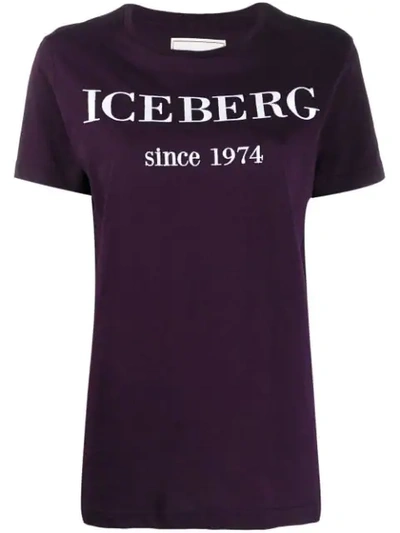 ICEBERG EMBROIDERED LOGO T-SHIRT - 紫色