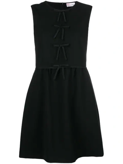 Shop Red Valentino Bow Embellished Mini Dress In Black