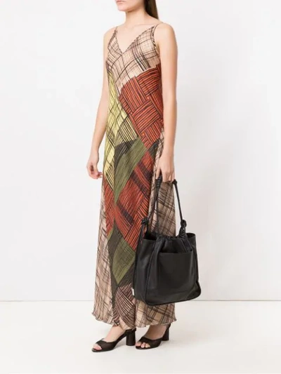 Shop Mara Mac Long Printed Dress In Brown
